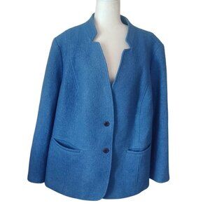 Talbots Women's Plus Size 24W Blue Boiled Wool Jacket With Button Front